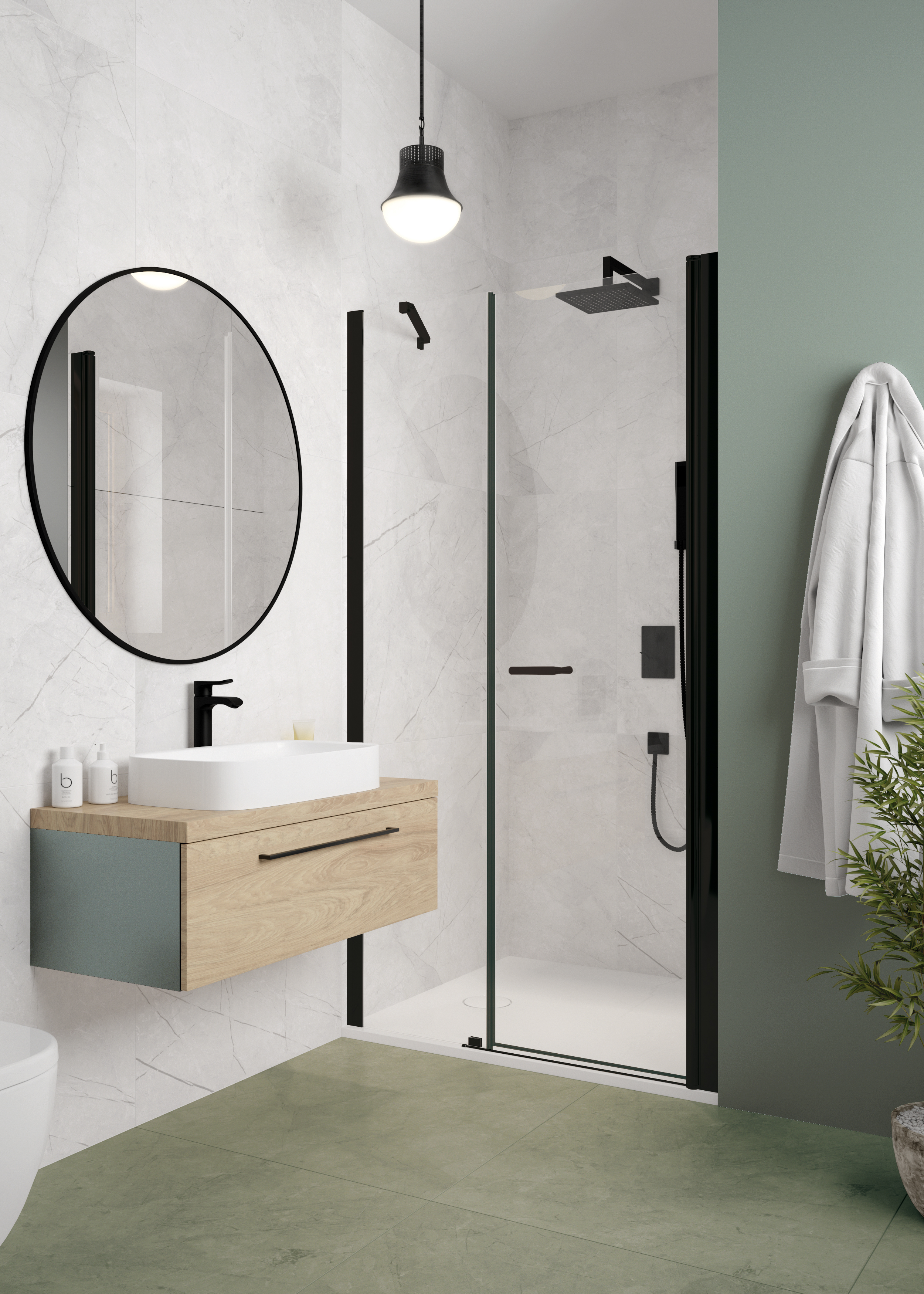 Sanplast Exa Line ścianka przedłużająca SS2/Exa Line 20 cm stała czarny mat/szkło przezroczyste 600-540-1200-59-401