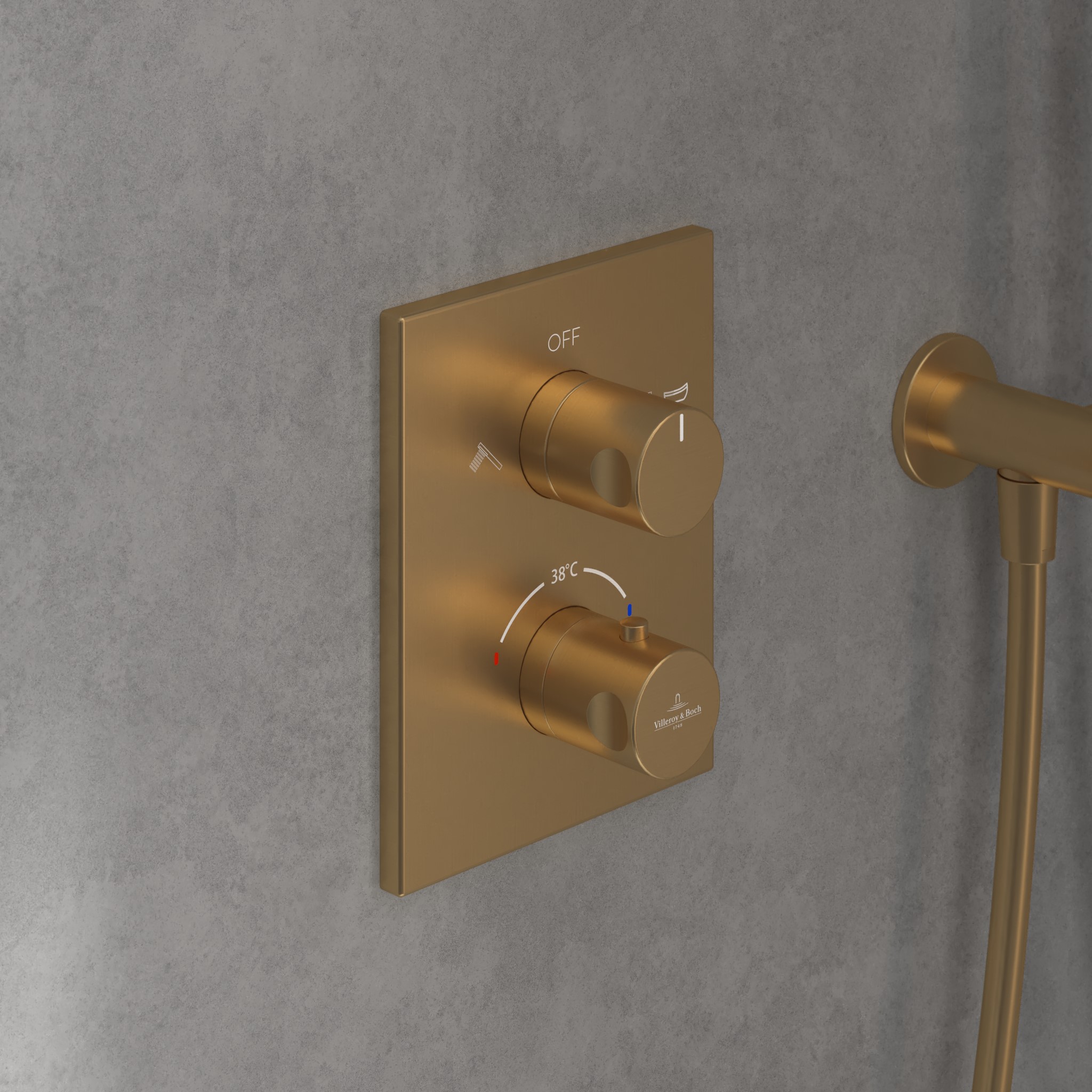 Villeroy & Boch Universal Taps & Fittings bateria wannowo-prysznicowa podtynkowa termostatyczna złoty szczotkowany TVD00065300076