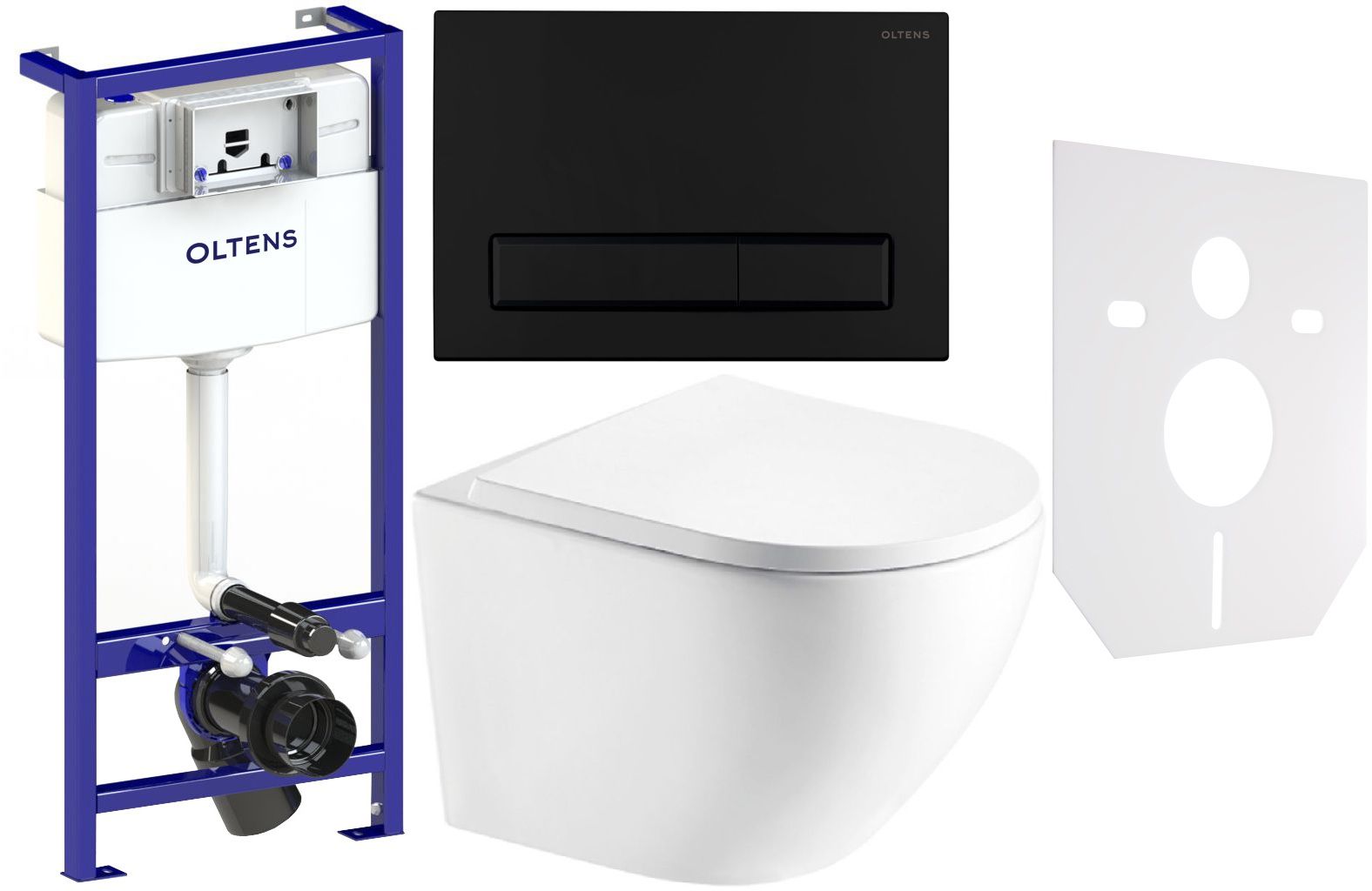 Zestaw Hagser Beno miska WC wisząca z deską wolnoopadającą i stelażem podytnkowym Oltens z uszczelką i przyciskiem spłukującym ... - Wysyłka w 24h