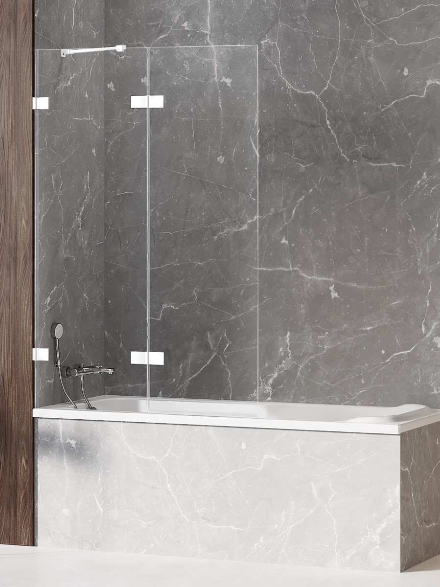 New Trendy Avexa White parawan nawannowy 100 cm 2-częściowy biały mat/szkło przezroczyste EXK-2972