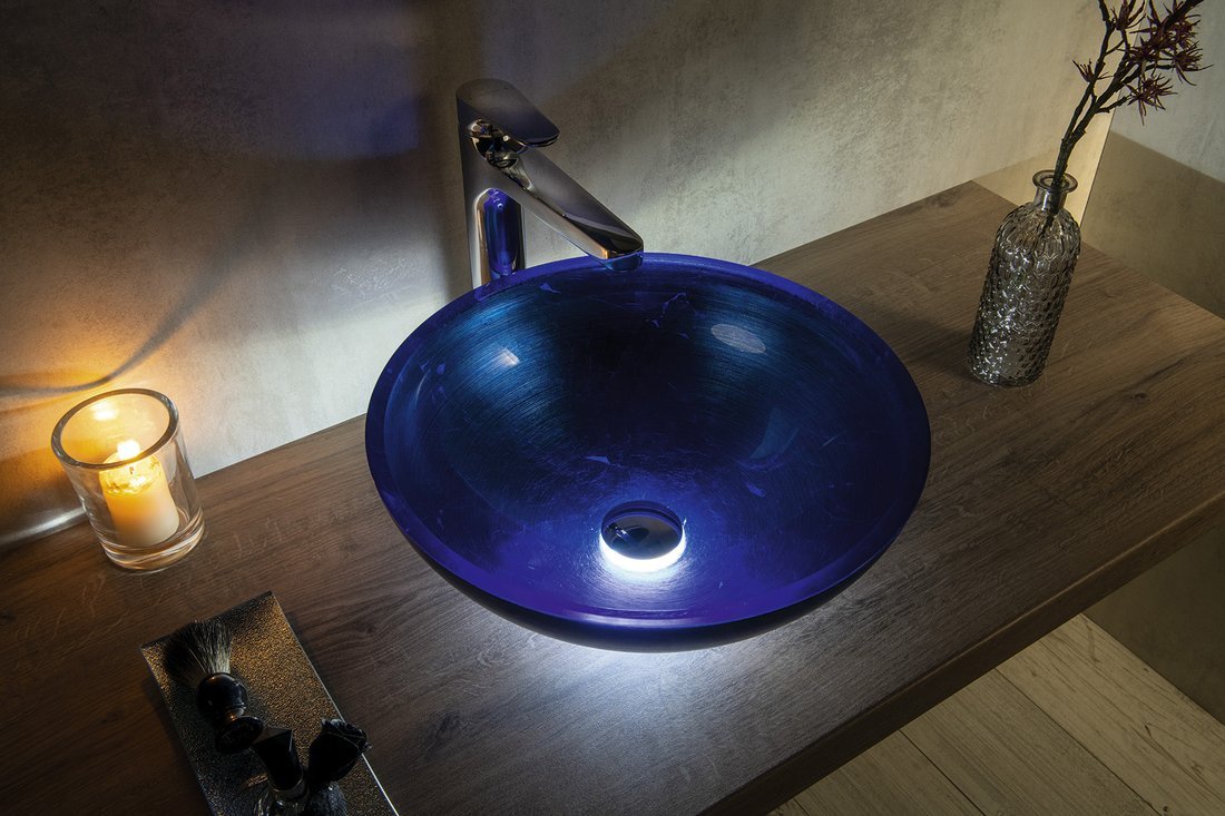 Sapho Murano Blu umywalka 40 cm nablatowa okrągła niebieska AL5318-65