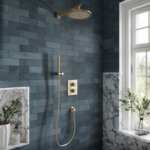 Zestaw Villeroy & Boch Universal Taps & Fittings zestaw prysznicowy podtynkowy termostatyczny złoty szczotkowany (TVD00065100000, ...