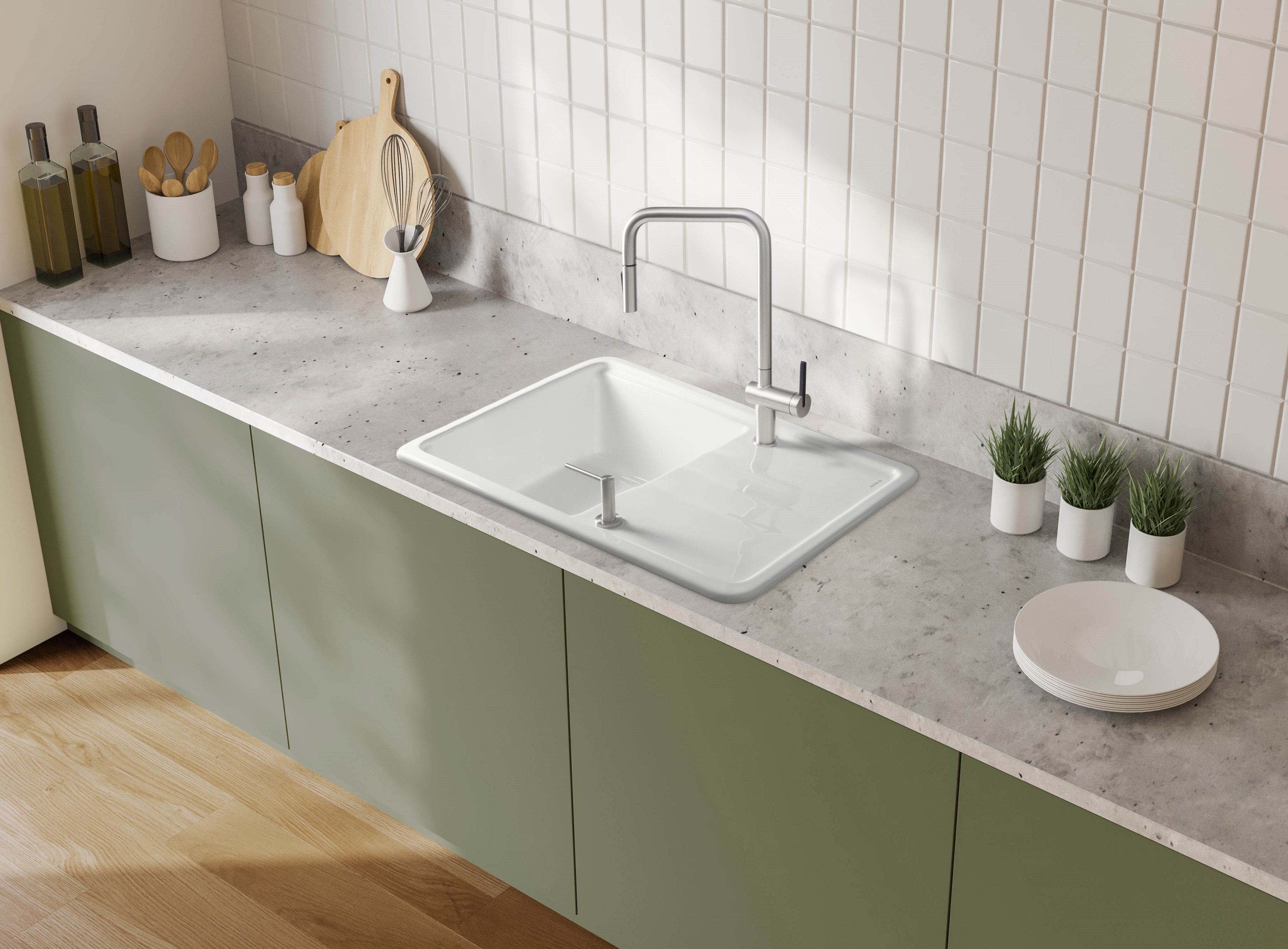 Deante Momi zlewozmywak ceramiczny 78x50 cm biały ZCM_6113