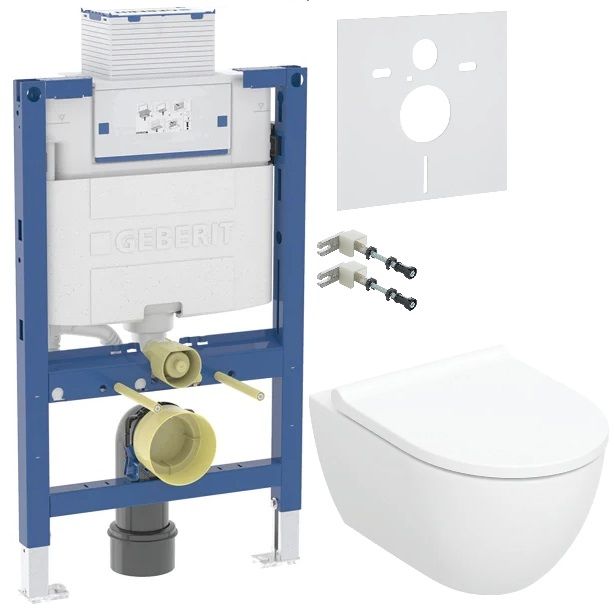 Geberit Acanto miska WC z deską wolnoopadającą stelażem wspornikami i uszczelka wygłuszającą biały (502774008, 111003002, ... - Wysyłka w 24h
