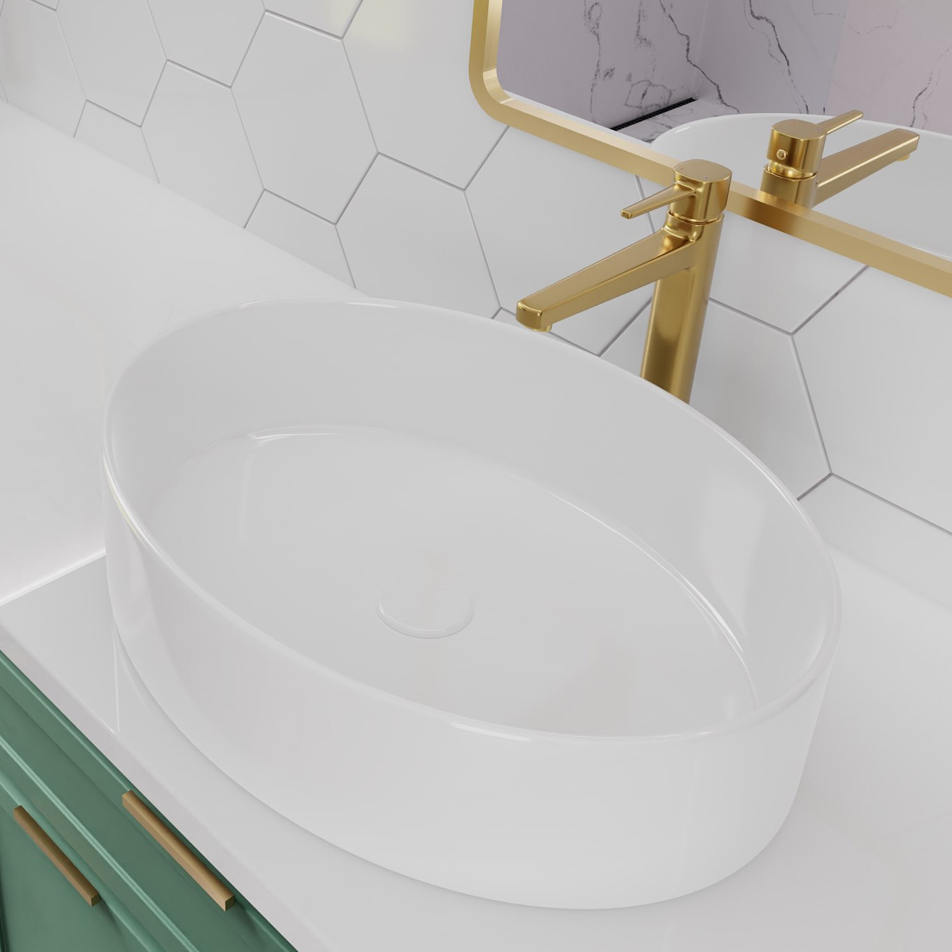 Invena Astri umywalka 55x41 cm nablatowa owalna biała CE-30-001