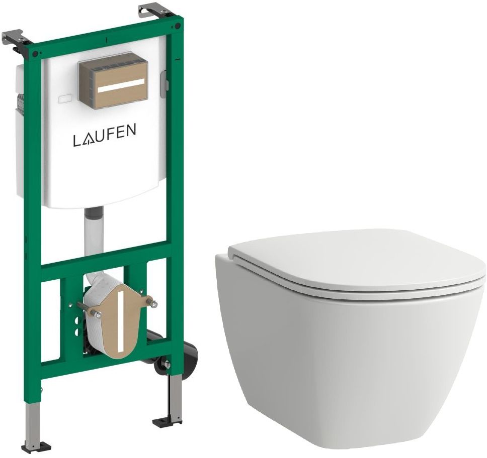 Laufen Lua miska WC z deską wolnoopadającą i stelażem podtynkowym (H8660820000001,H9201140000001)