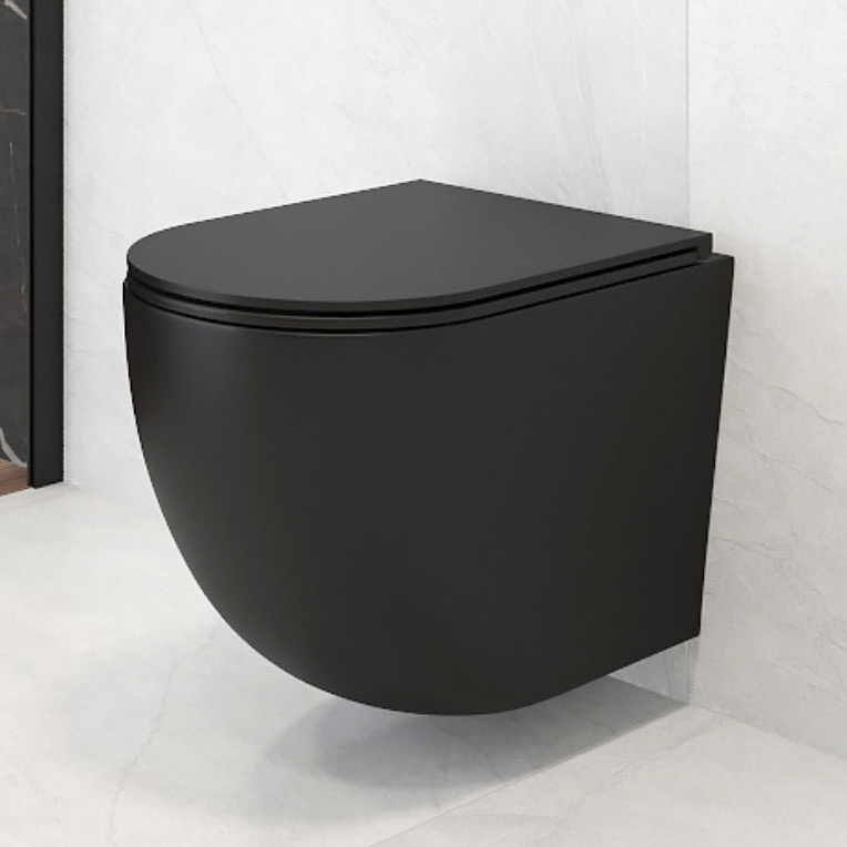 Oltens Hamnes Stille miska wisząca WC PureRim SmartClean z deską wolnoopadającą czarna 42522300 - Wysyłka w 24h