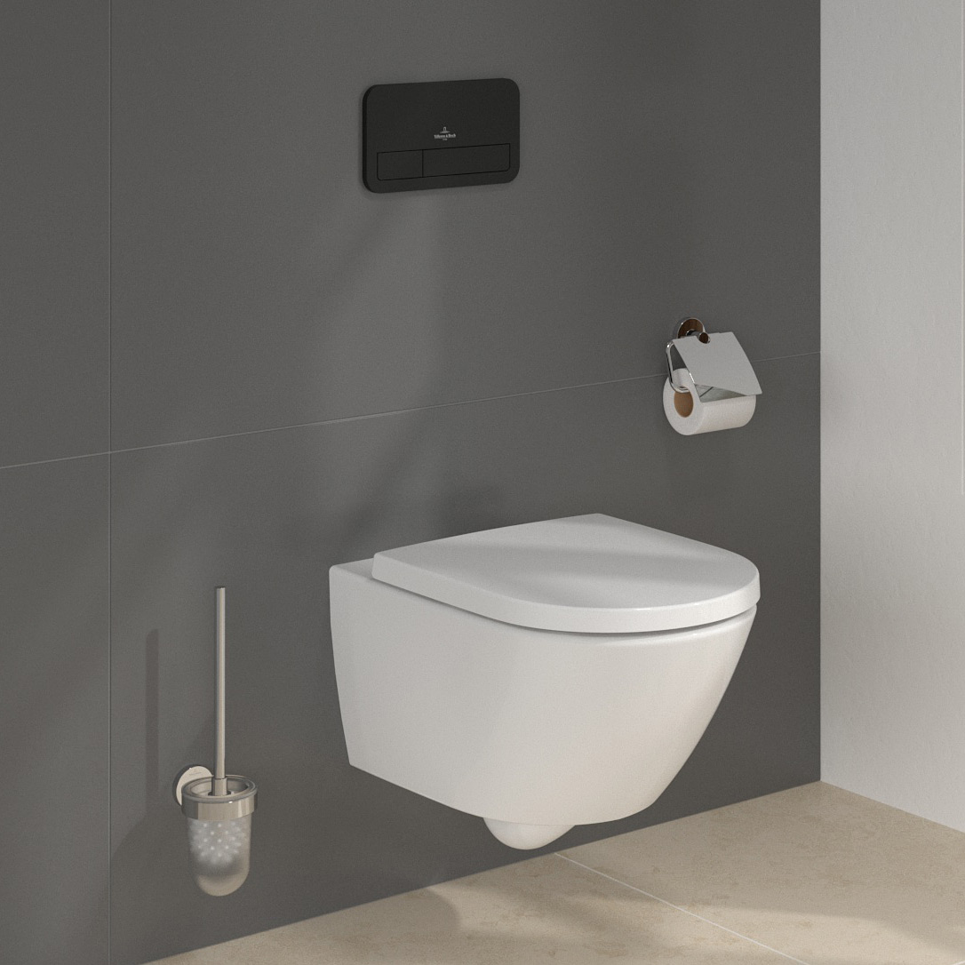 Zestaw Villeroy & Boch Subway 3..0 stelaż podtynkowy miska WC wisząca z deską i przycisk czarny mat (92242700, 4670TS01, 922490AN) - Wysyłka w 24h