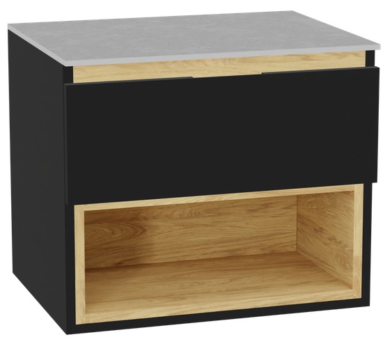 Zestaw Excellent Tuto 2.0 szafka 60 cm podumywalkowa wisząca z blatem czarny-dąb-szary MLEX.2171.K.60.01SJ.BKBK