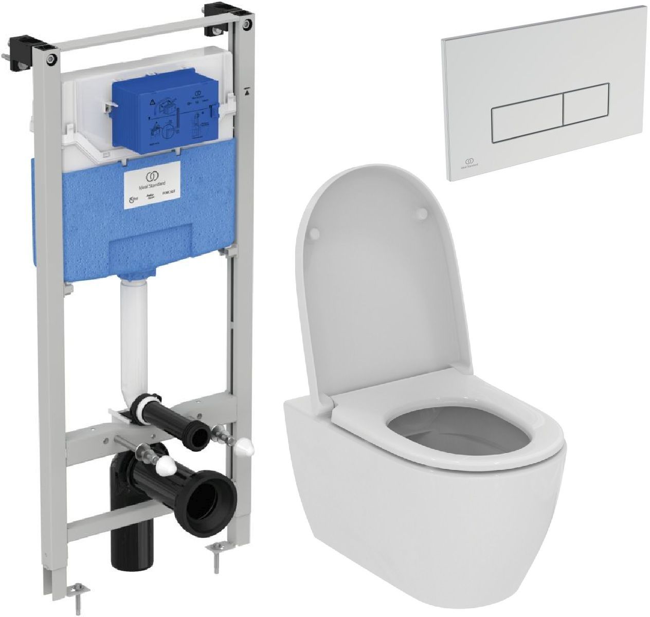 Zestaw Ideal Standard i.Life O combi-Pack miska WC z deską wolnoopadającą i stelaż podtynkowy z przyciskiem spłukującym chrom ... - Wysyłka w 24h