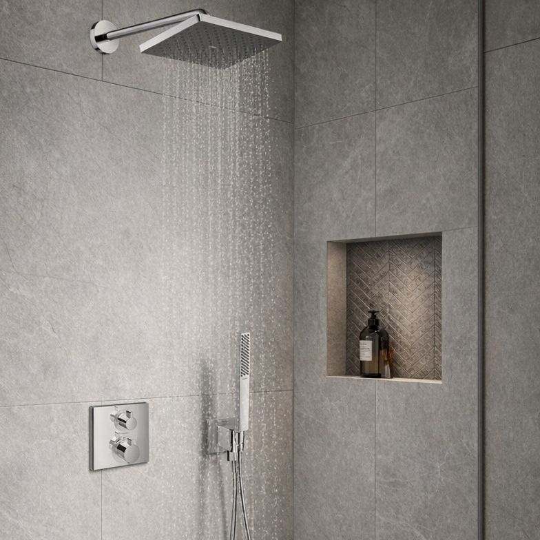 Hansgrohe Ecostat Square zestaw prysznicowy podtynkowy termostatyczny z deszczownicą chrom (28737000, 27413000, 15714000, 01800180, ... - Wysyłka w 