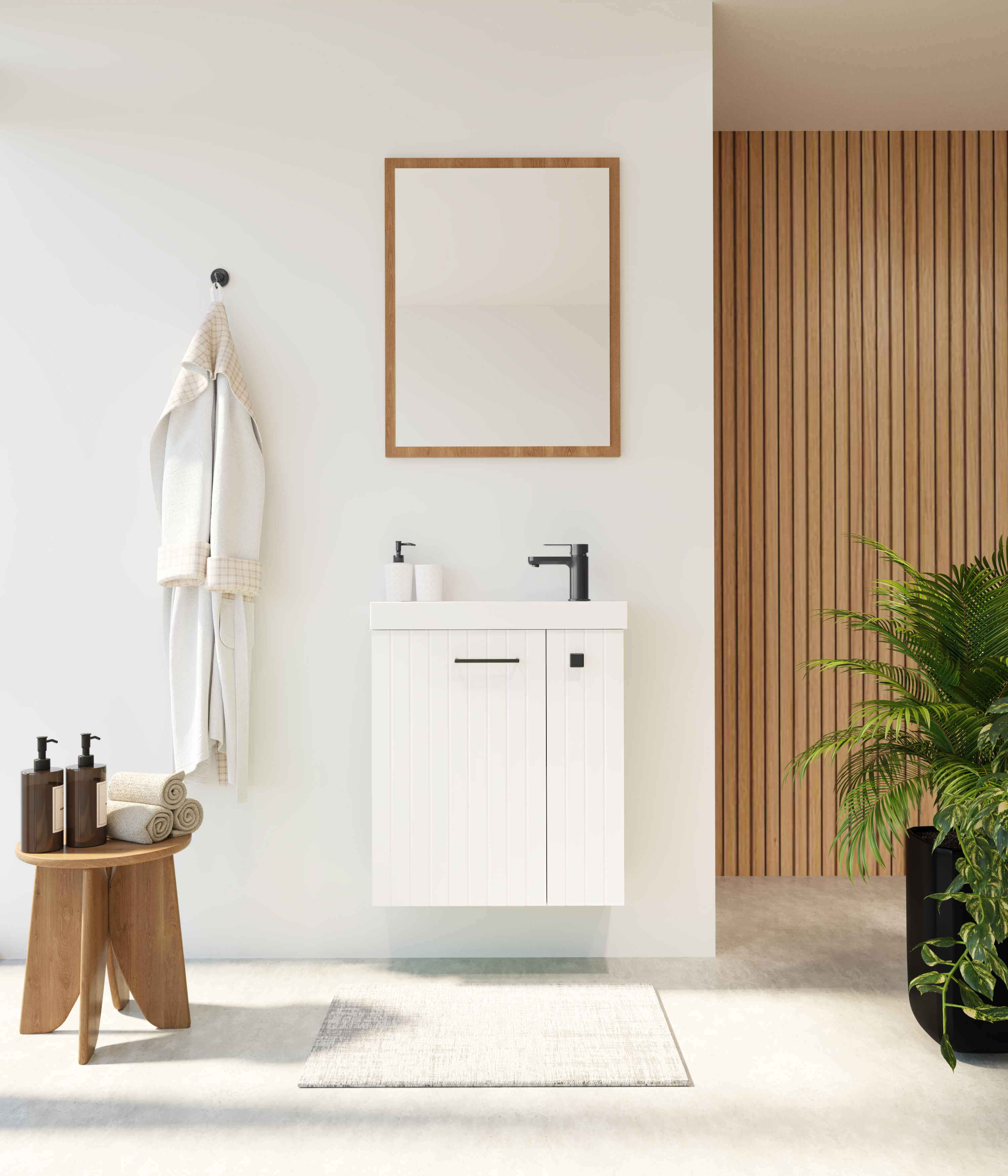 Uptrend Nook umywalka z szafką i uchwytami 55 cm biały mat/gun metal 010SU5503TR41366