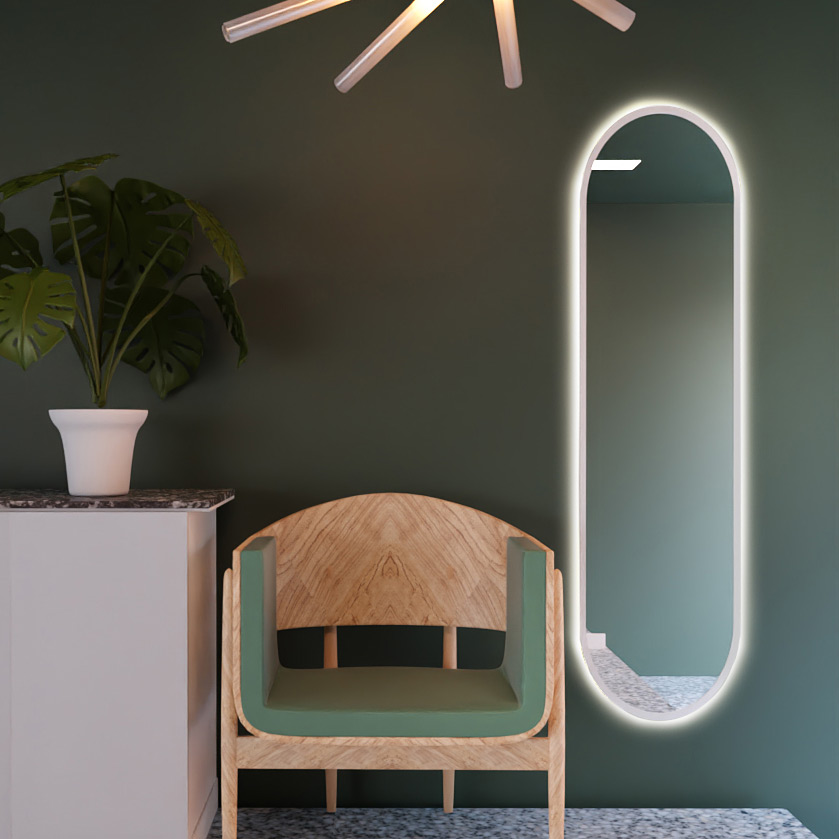 Baltica Design Tiny Border Pastille lustro 40x155 cm owalne z oświetleniem biały