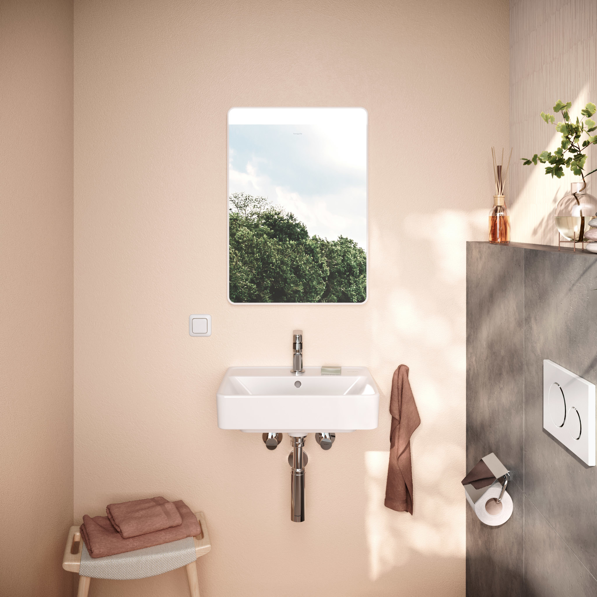Hansgrohe Xarita Lite Q lustro 50x70 cm prostokątne z oświetleniem biały mat 54956700