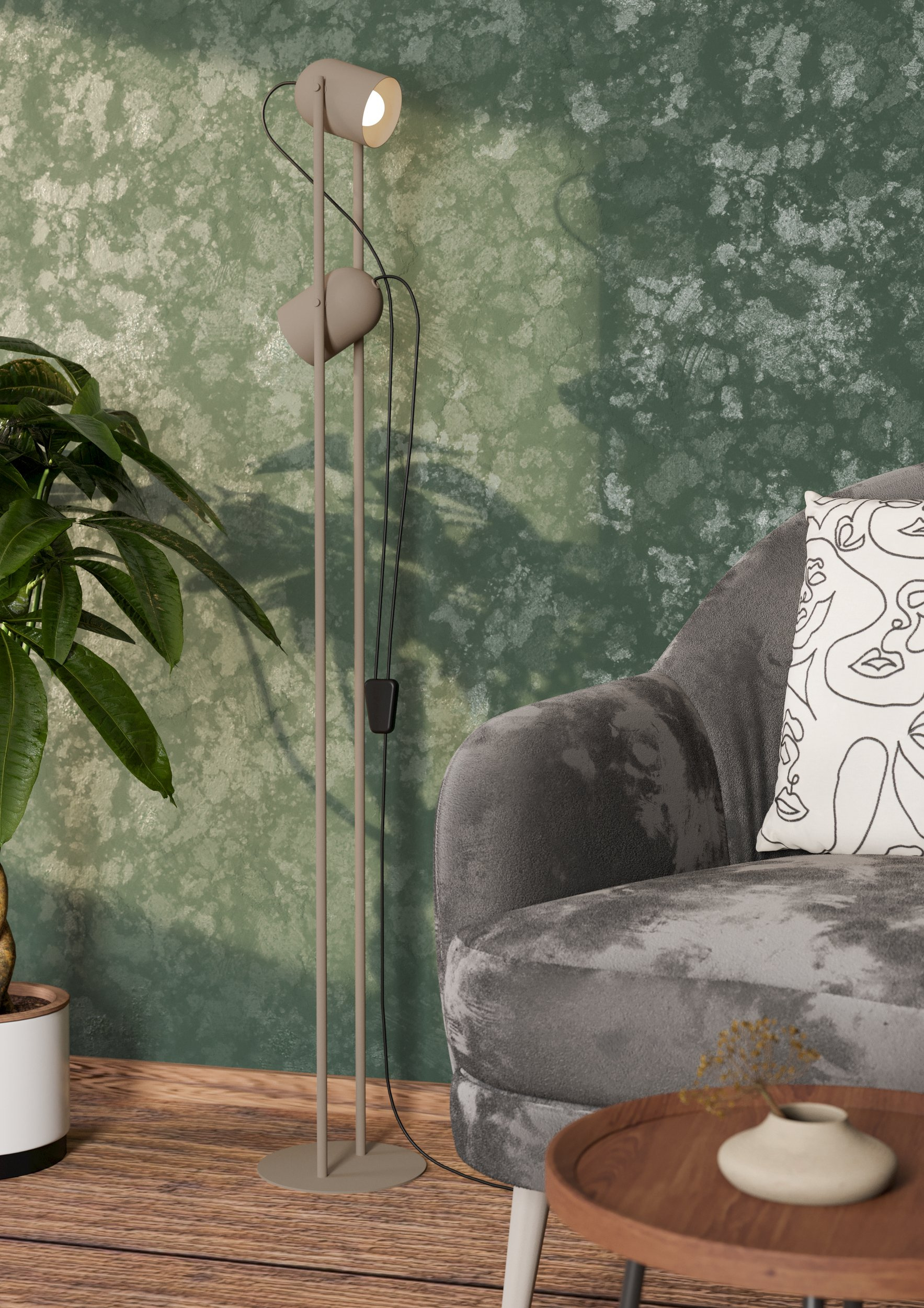 Eglo Tilston lampa stojąca 2x40 W piaskowa 44166