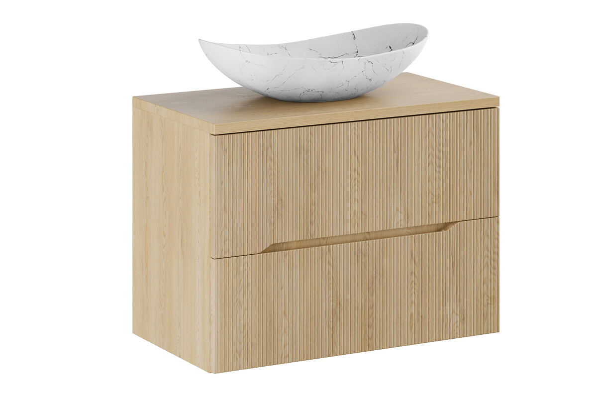 Zestaw Comad Nordic Cremona szafka 80 cm z blatem wisząca dąb i umywalka Lena nablatowa 61x36 cm biała SET-NC B CREMONA 80CM UN LENA MW