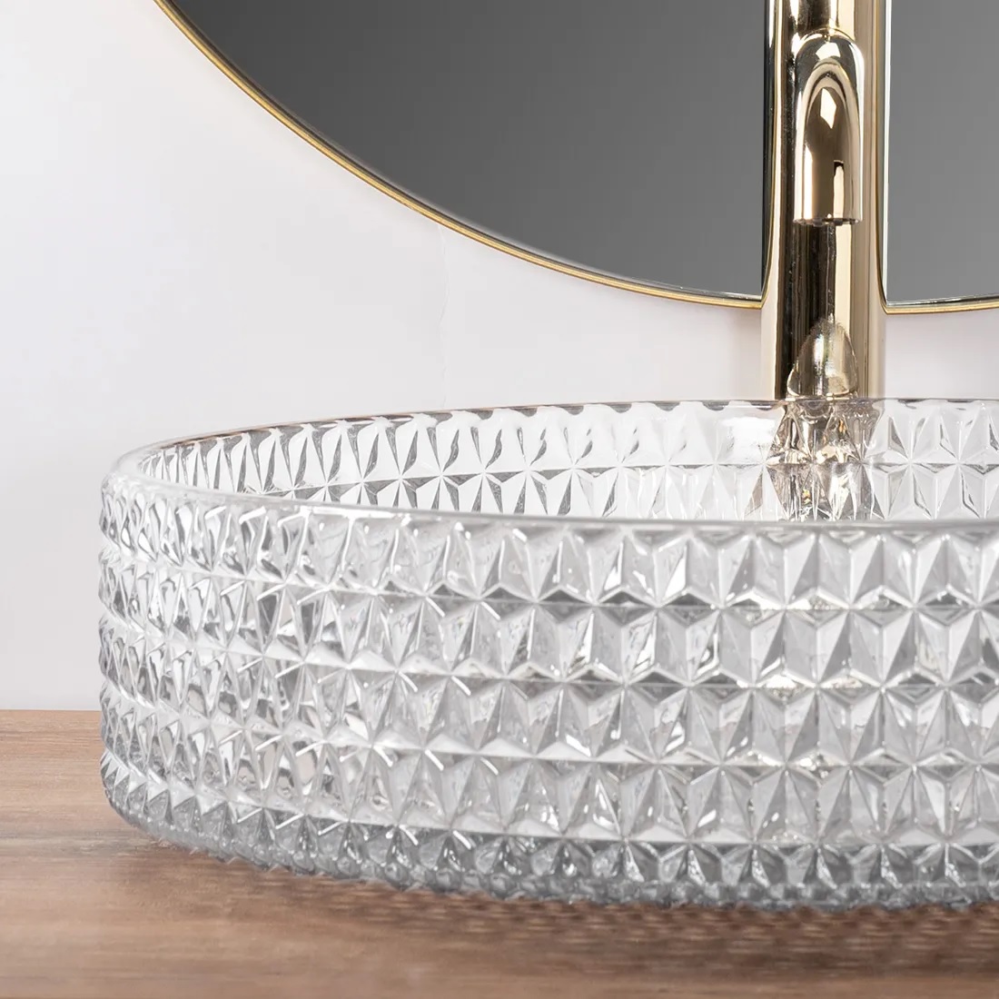 Rea Cristal umywalka 39x39 cm okrągła nablatowa transparentna REA-U8881 - Wysyłka w 24h