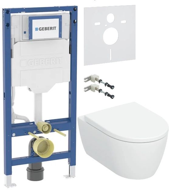 Geberit iCon miska WC z deską wolnoopadającą stelażem wspornikami i uszczelką wygłuszającą biały połysk (503046001, 111320006, ... - Wysyłka w 24h
