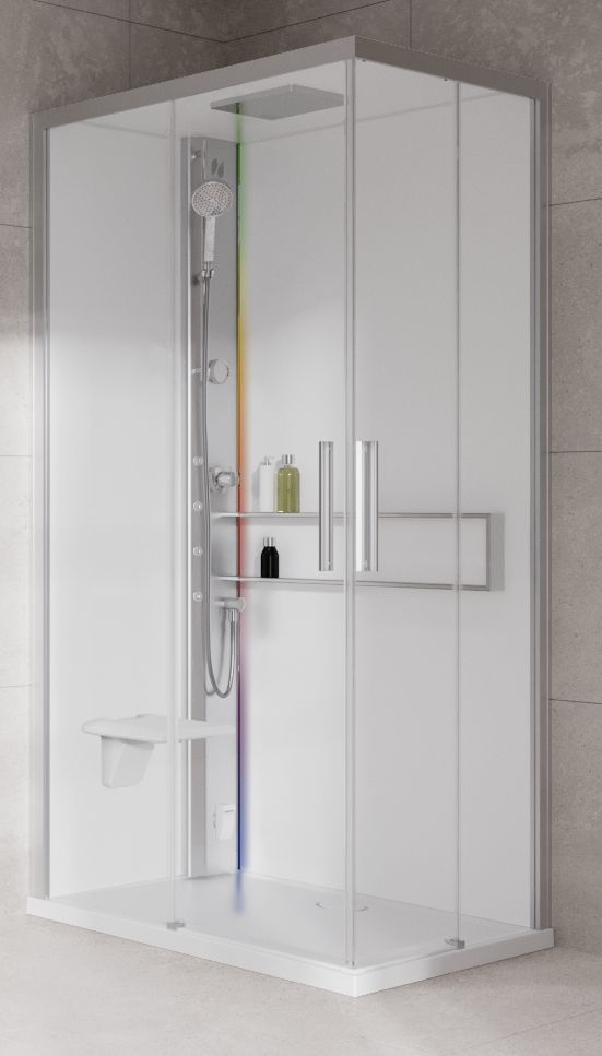 Novellini Glax 2 2.0 A kabina z hydromasażem 100x80 cm lewa parowa z brodzikiem srebrna G22A198SM5-1BB