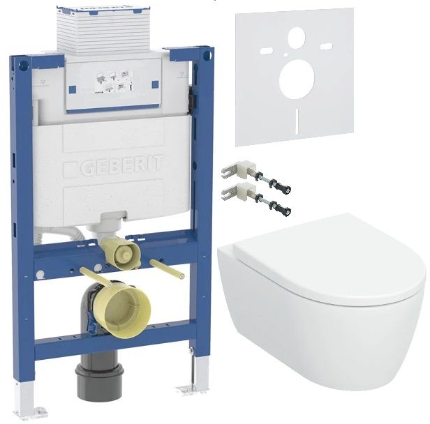 Geberit iCon miska WC z deską wolnoopadającą ze stelażem podtynkowym wspornikami i uszczelką wygłuszająca biały połysk (503046001, ... - Wysyłka w 24h