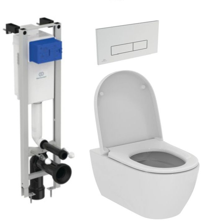 Zestaw Ideal Standard i.Life O combi-Pack miska WC z deską wolnoopadającą i stelaż podtynkowy z przyciskiem spłukującym chrom ... - Wysyłka w 24h