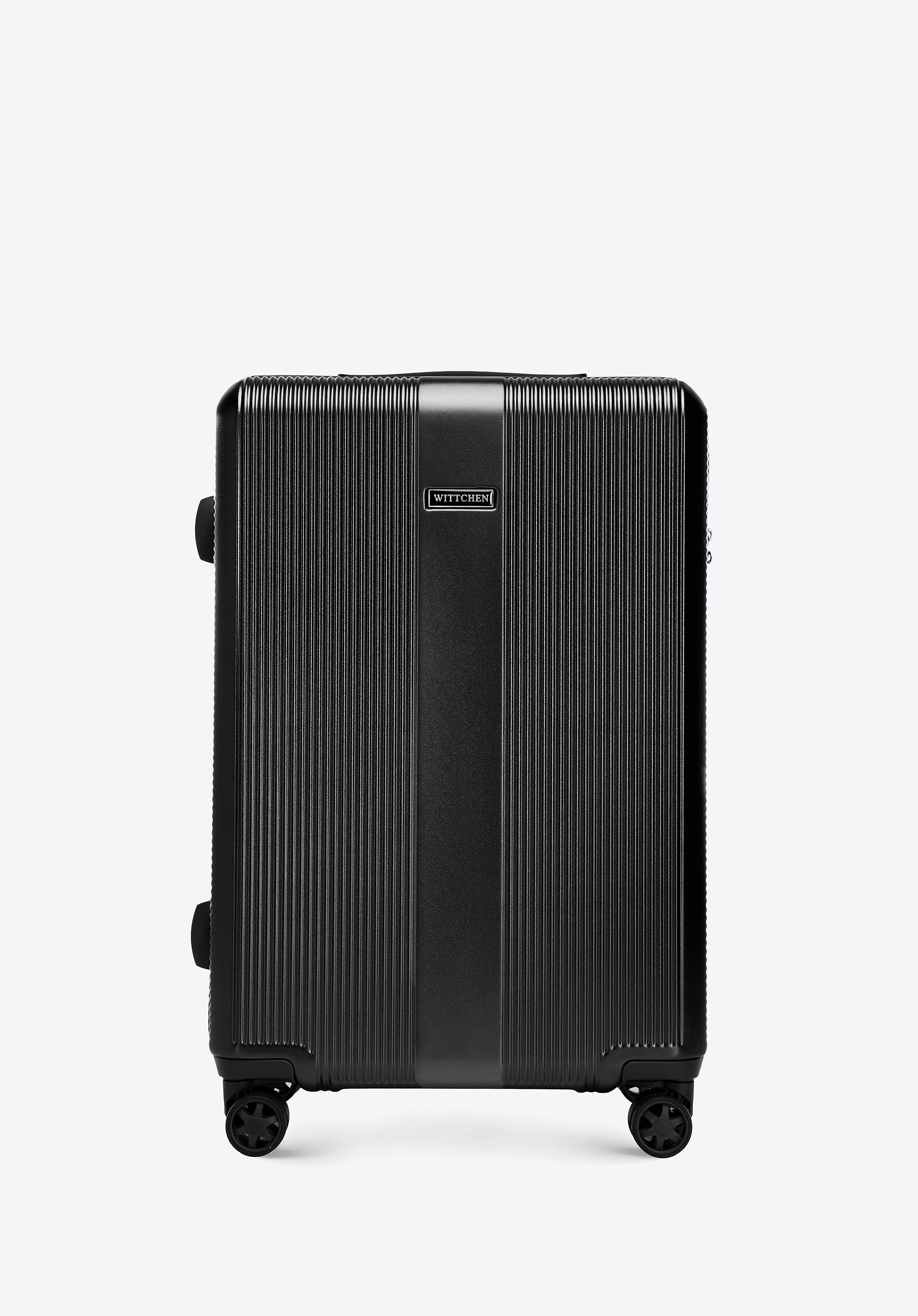 Średnia walizka z polikarbonu w tłoczenia czarna