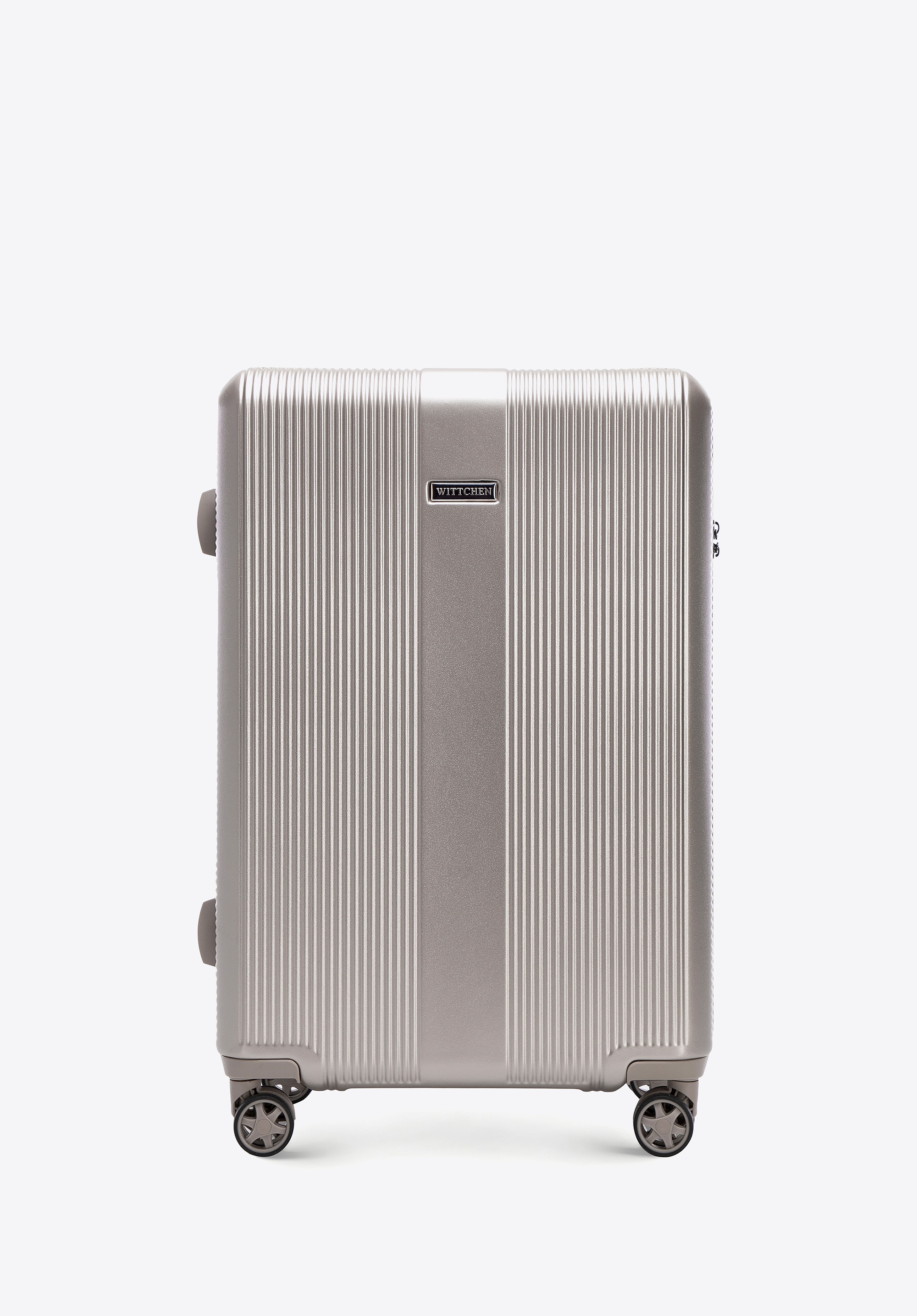 Średnia walizka z polikarbonu w tłoczenia szampańska