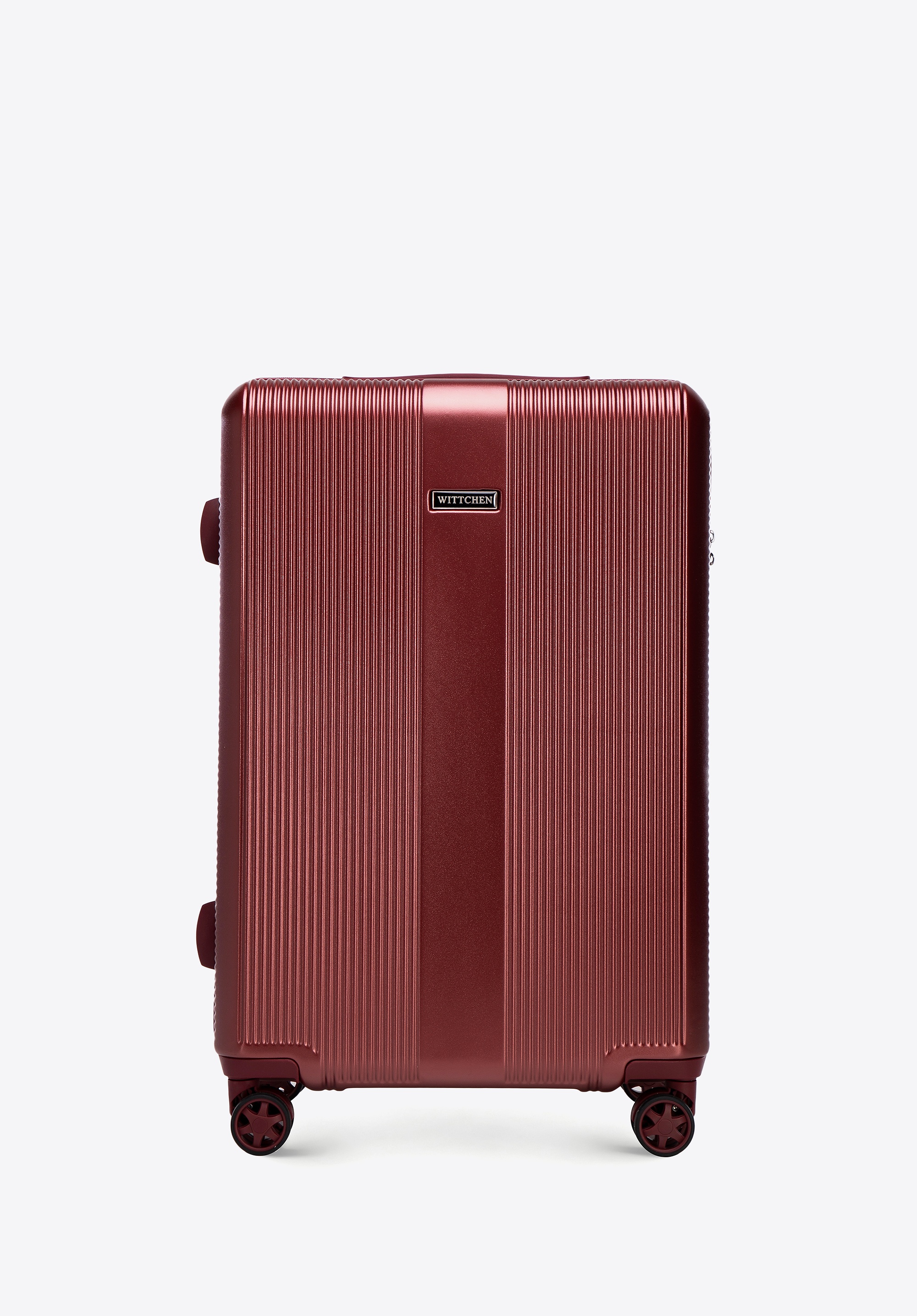 Średnia walizka z polikarbonu w tłoczenia burgund