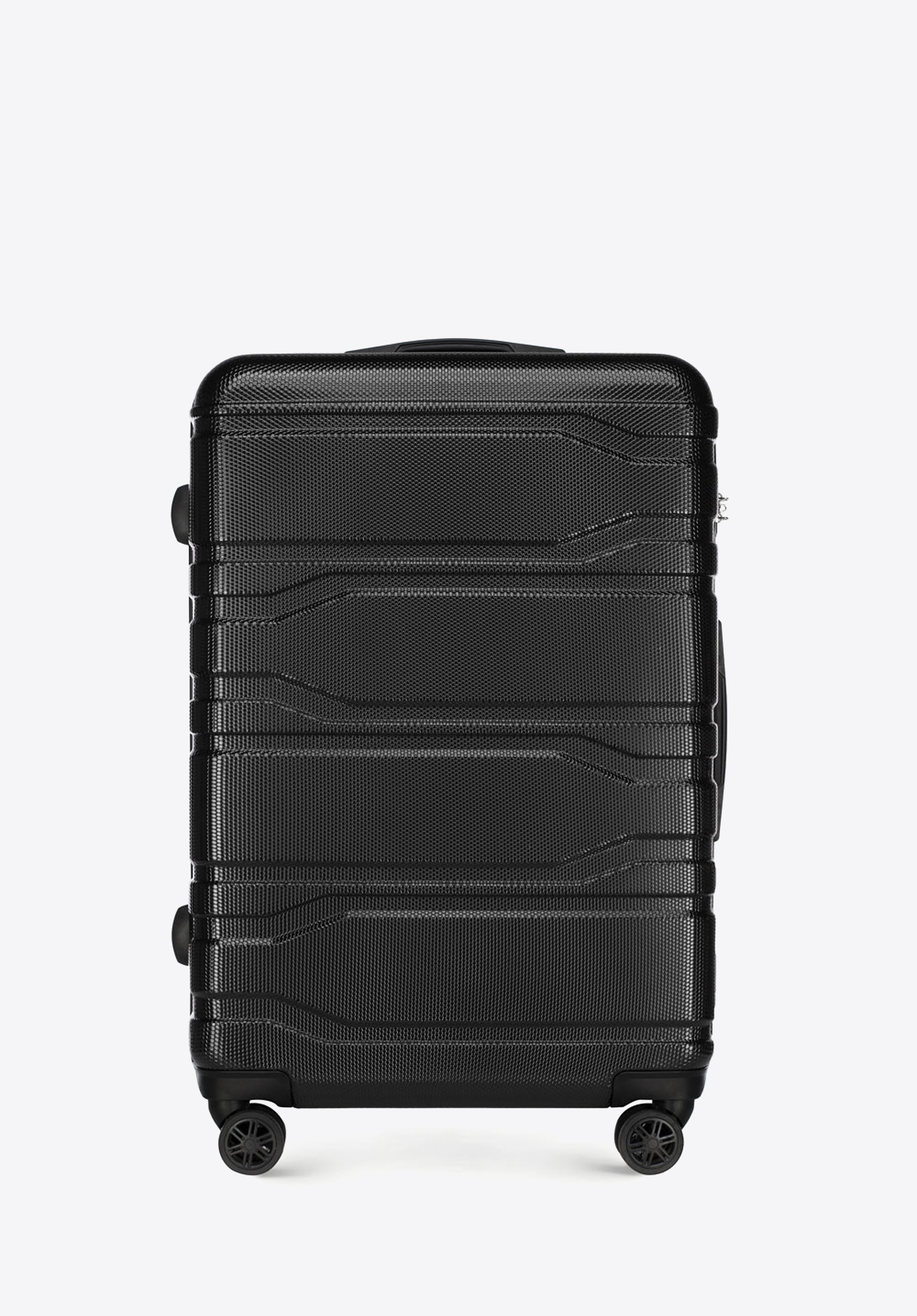 Dodatkowe rabaty - Duża walizka z polikarbonu tłoczona czarna