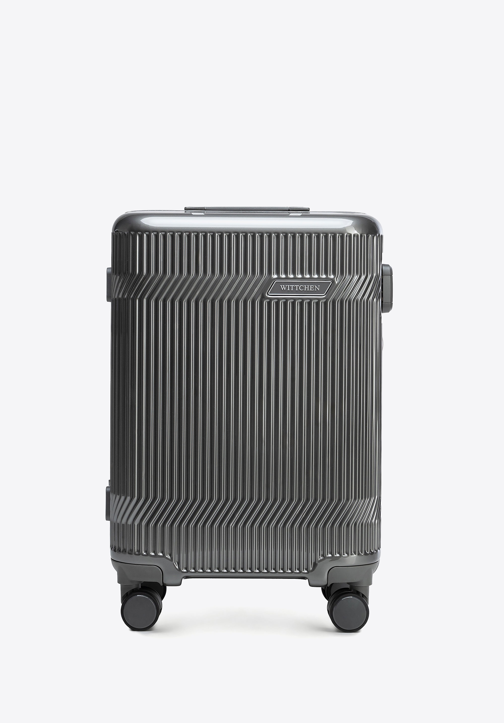 Walizka kabinowa z polikarbonu o błyszczącym wykończeniu grafitowa