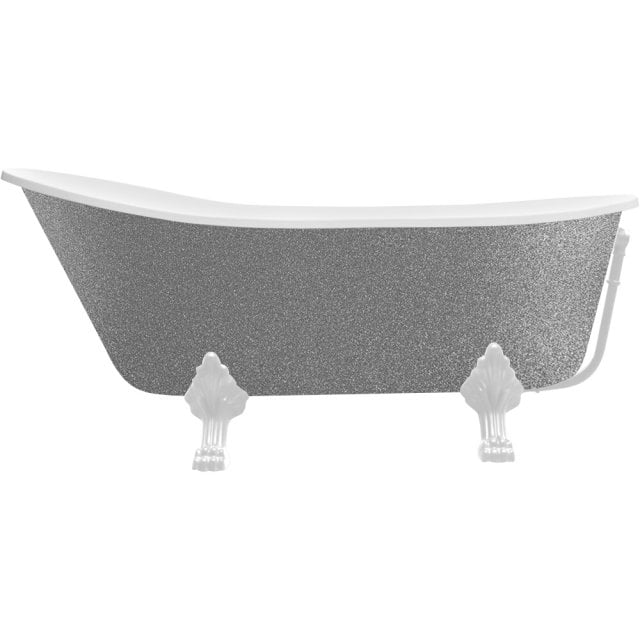 BESCO Wanna wolnostojąca OLAYA GLAM SREBRNA 160x68 cm nogi białe #WAO