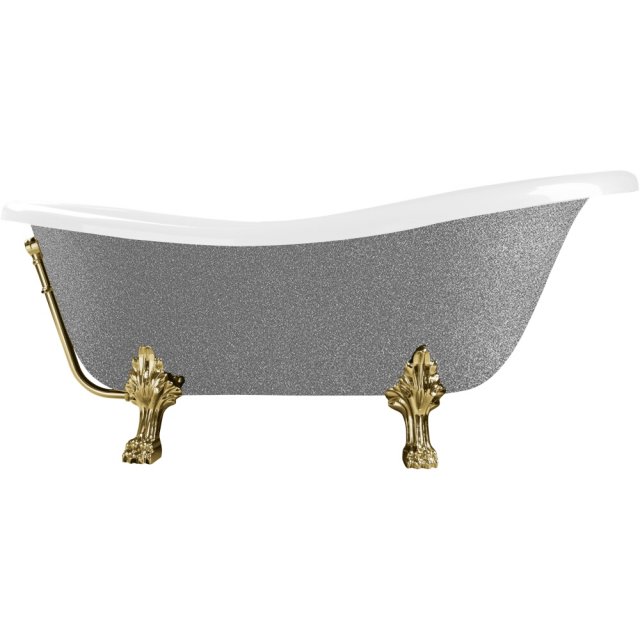 BESCO Wanna wolnostojąca OTYLIA GLAM SREBRNA 160x77 cm nogi złote #WK