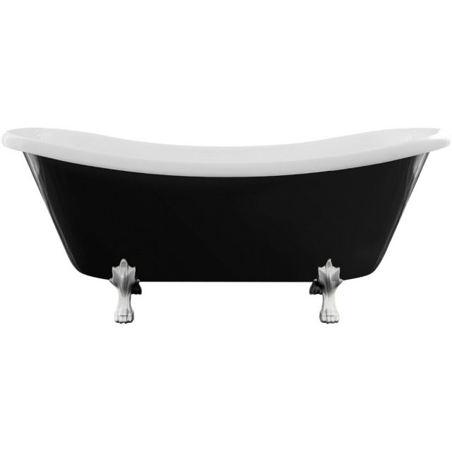 BESCO Wanna wolnostojąca AMELIA BLACK&WHITE 190x77 cm nogi chrom