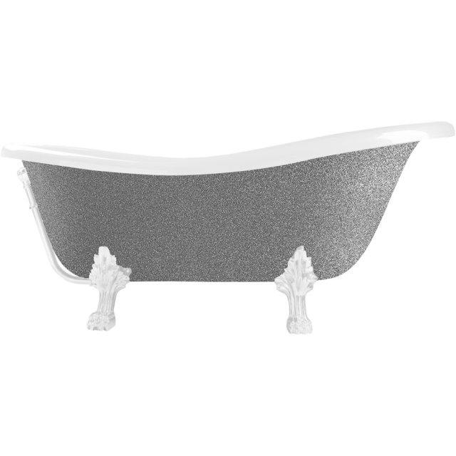 BESCO Wanna wolnostojąca OTYLIA GLAM SREBRNA 160x77 cm nogi białe #WK