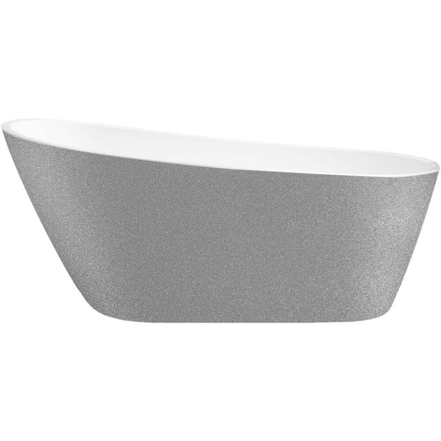 BESCO Wanna wolnostojąca MELODY SREBRNA 150x80 maskownica syfonu z pr