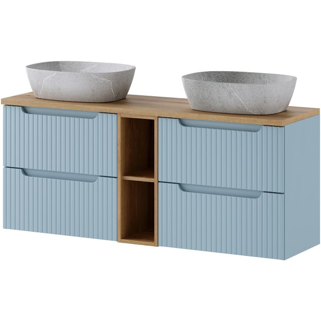 COMAD Zestaw mebli NOVA DENIM 2 szafki z blatem NOVA OAK 140 cm, szaf