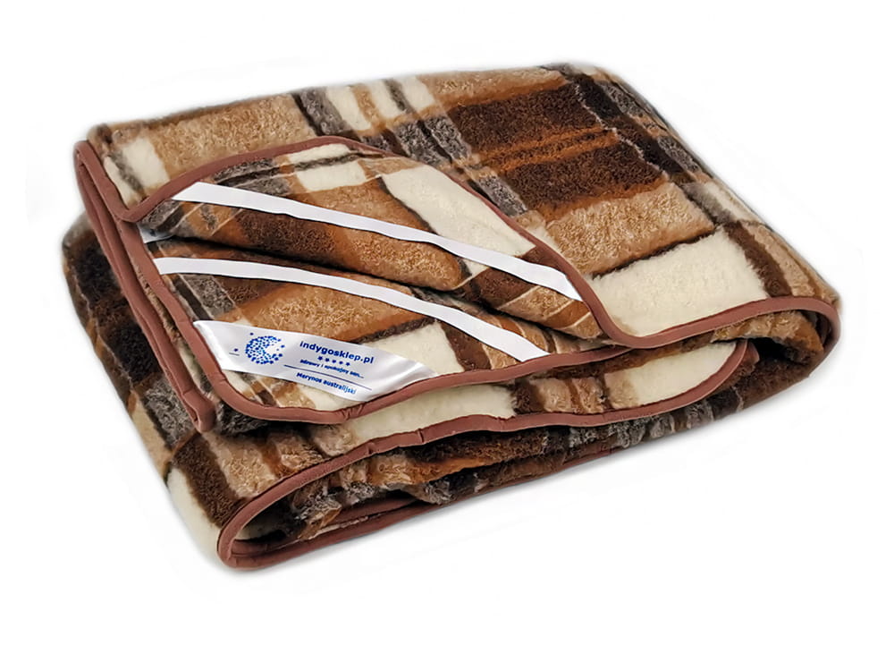 podkład wełniany (prześcieradło) merynos australijski krata 180x200 (+-5cm)