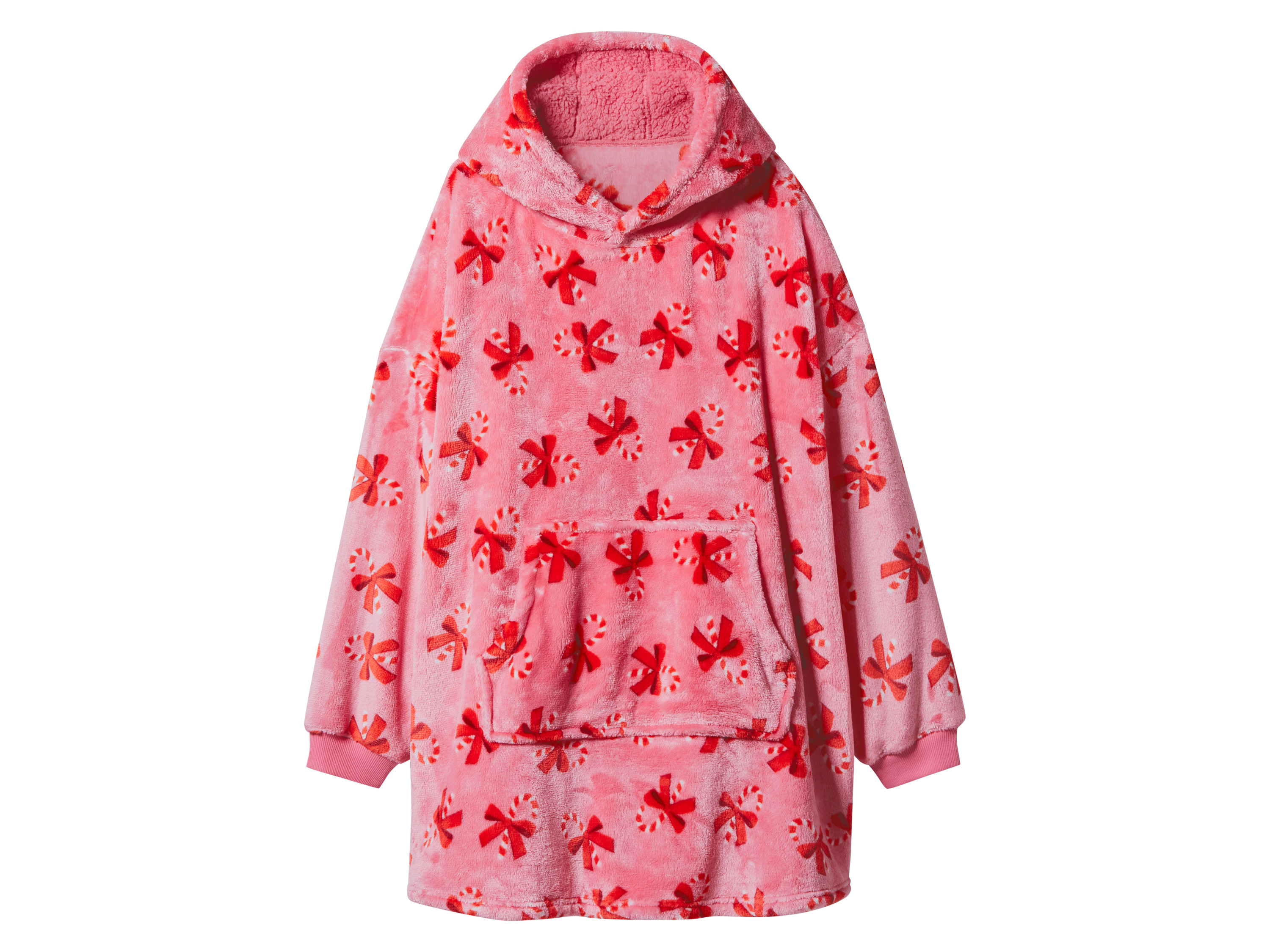 Bluza pluszowa damska lub męska z kapturem różowy/czerwony, L/Xl