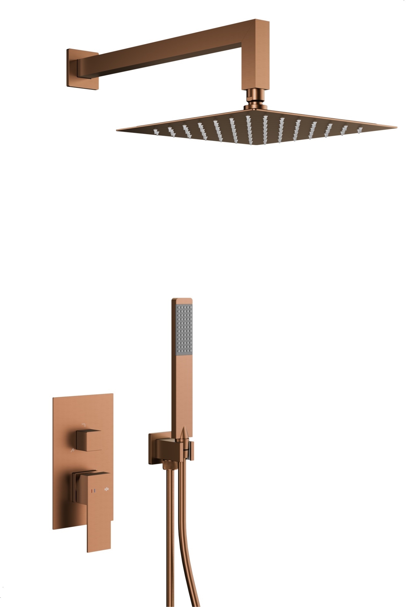 Darmowa Dostawa - Zestaw prysznicowy podtynkowy z deszczownicą miedź KFA Armatura Logon Brushed Rose Gold 513950134