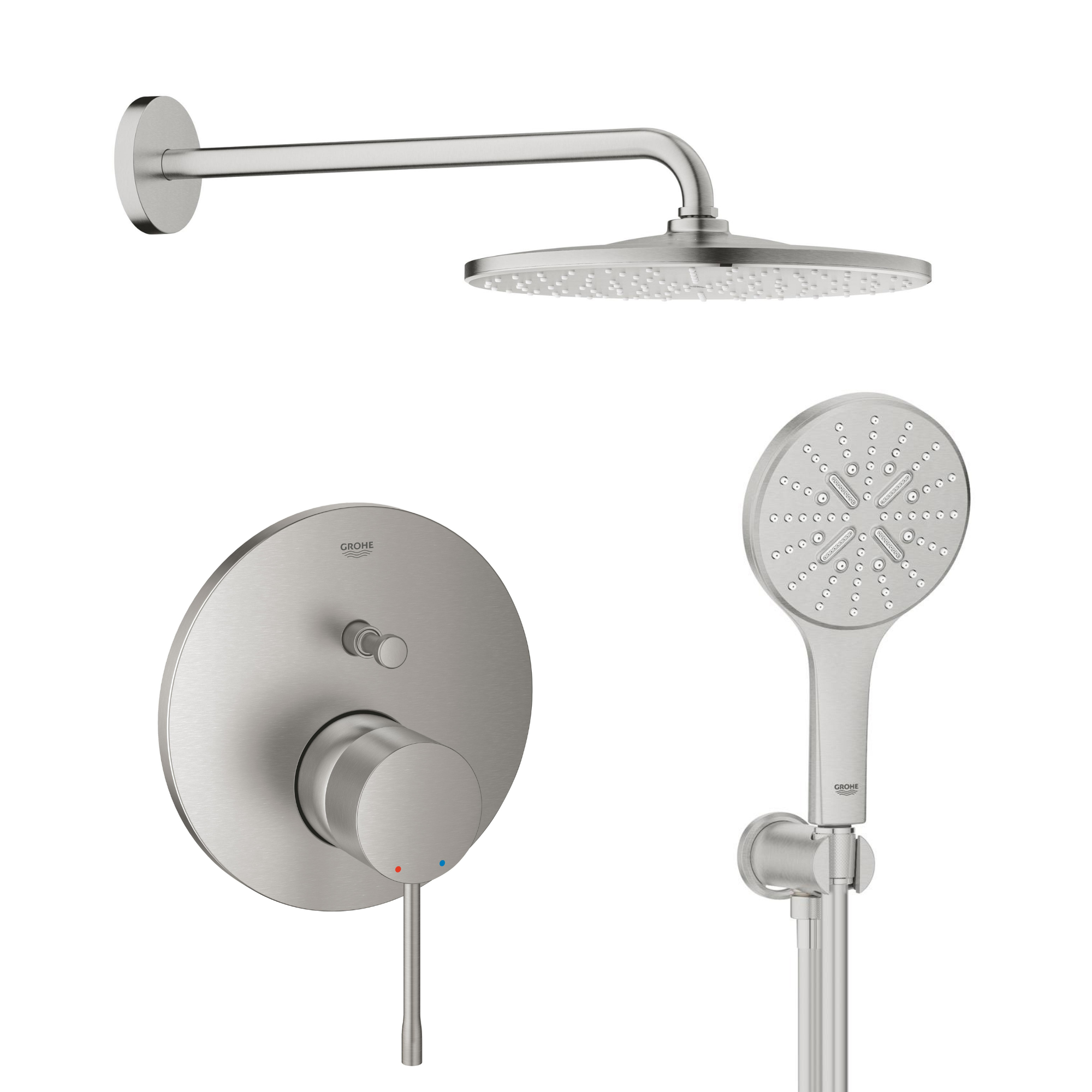 Darmowa Dostawa - Zestaw wannowo-prysznicowy podtynkowy z deszczownicą supersteel Grohe Essence abset10227