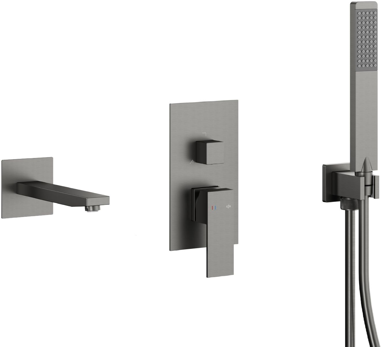 Darmowa Dostawa - Zestaw wannowo-prysznicowy podtynkowy grafitowy KFA Armatura Logon Gun Metal Grey 513940161