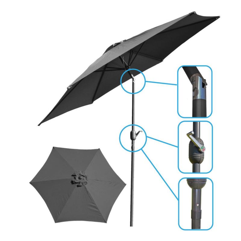 Parasol Saska Garden ogrodowy 300cm składany szary 1szt