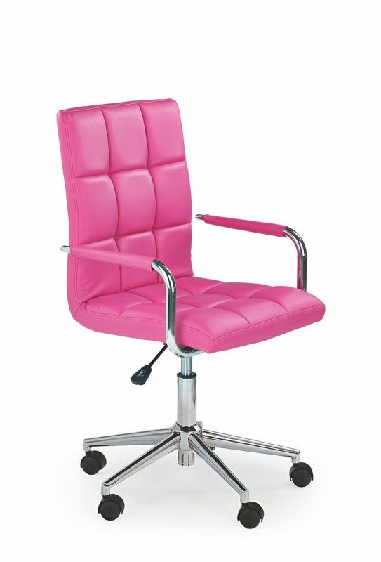 Fotel biurowy ergonomiczny Mooni XL INTESI różowy skórzany obrotowy z podłokietnikami do biurka 1 szt.