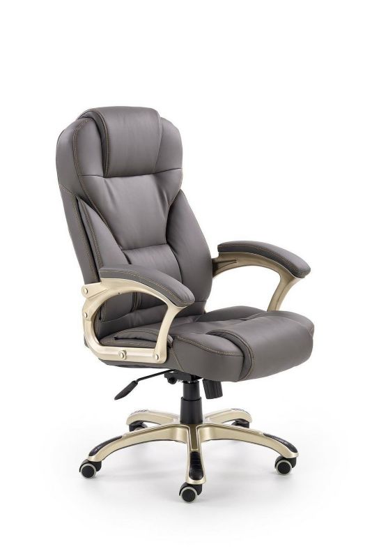 Fotel biurowy ergonomiczny Mondes INTESI szary skórzany obrotowy z regulacją do biura 1 szt.