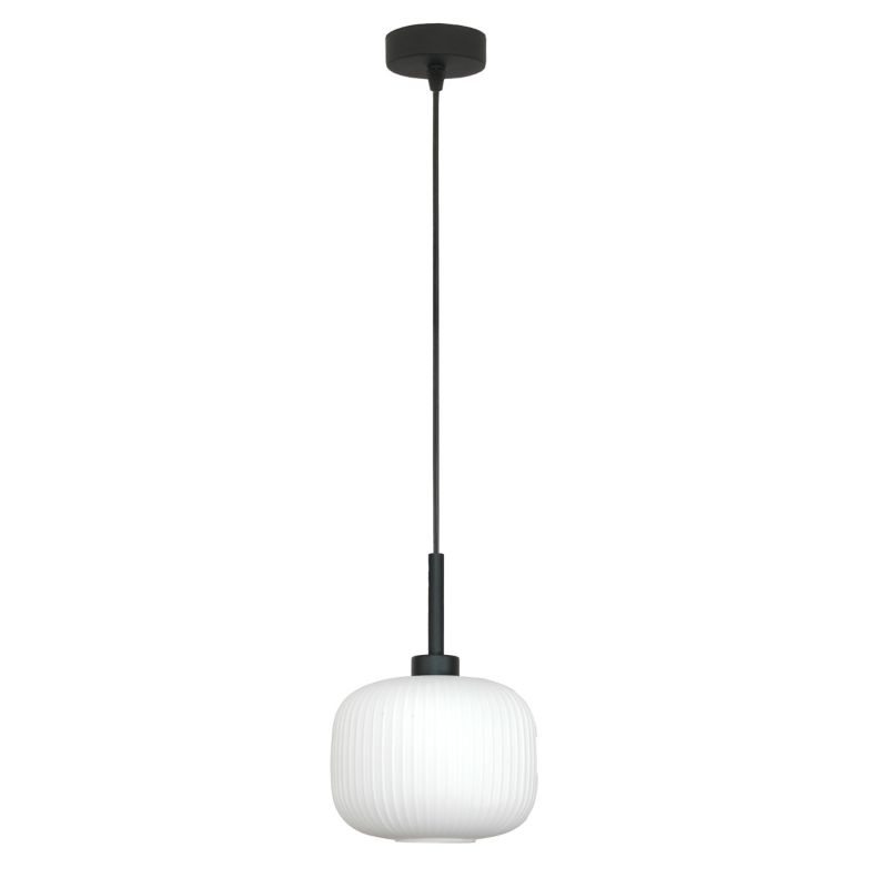 Lampa wisząca zwis EDYLIT 1xE27 biały klosz ryflowany loft pojedyncza nad stół DENZY 15-092Z 1 szt.
