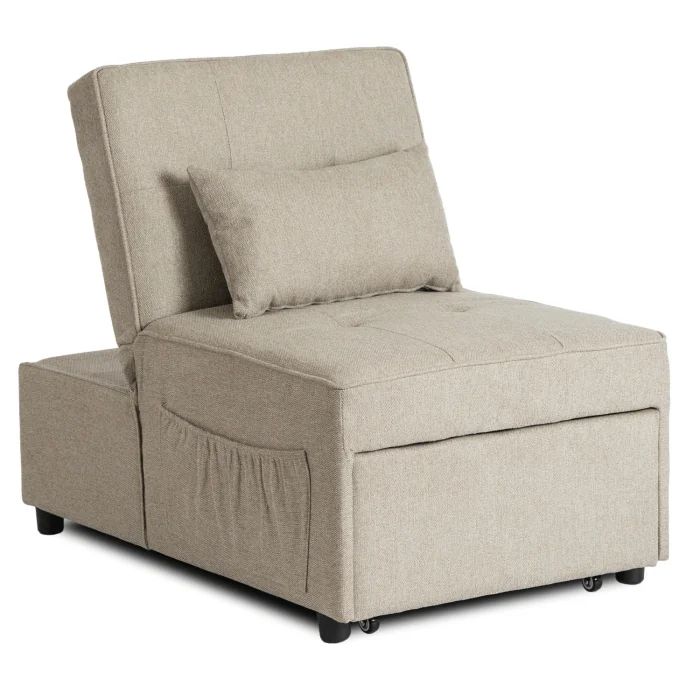 Fotel Rozkładany Iberis Beżowy 67 cm Mebel Elite Wypoczynkowy Do Salonu 1 szt