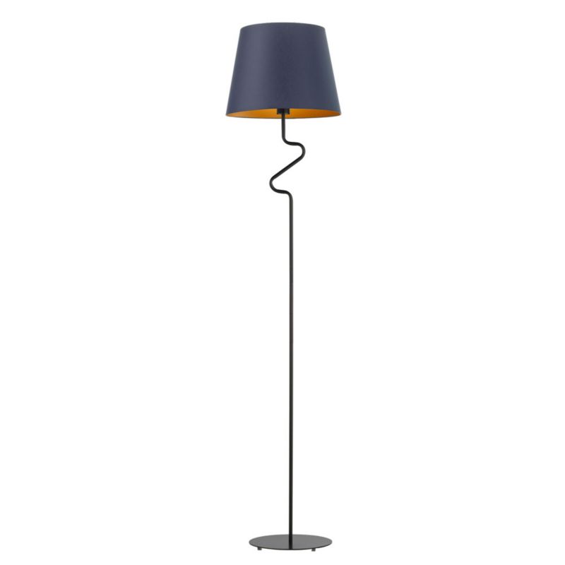 Lampa stojąca Volta Light Factory podłogowa z abażurem czarny/granatowy ze złotem stożek VESSO 1szt.