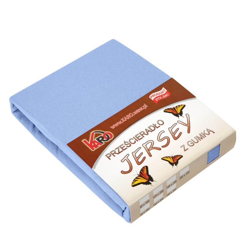 Prześcieradło jersey z gumką KARO 180x200 błękitny 1 szt.