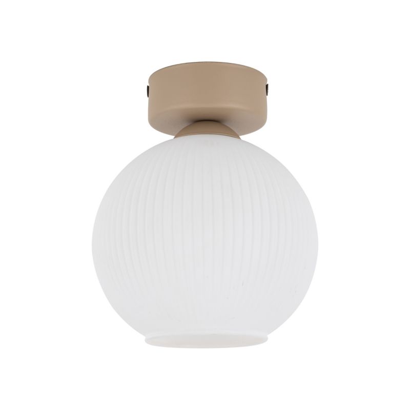 Lampa wisząca Tk-Lighting Virlo biały ryflowany klosz beżowa lampa sufitowa plafon 1Xe14 - 1szt.