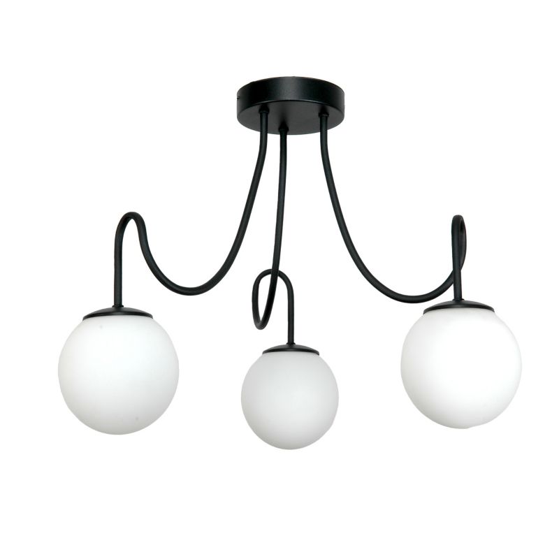 Lampa sufitowa żyrandol EDYLIT czarna nowoczesna loft kule białe 3xE14 15-282 TED 1 szt.